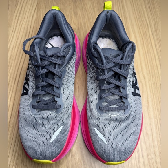 HOKA ONE ONE BONDI 8 Gray Pink Women’s Running Sneakers Size 9 - Picture 4 of 13